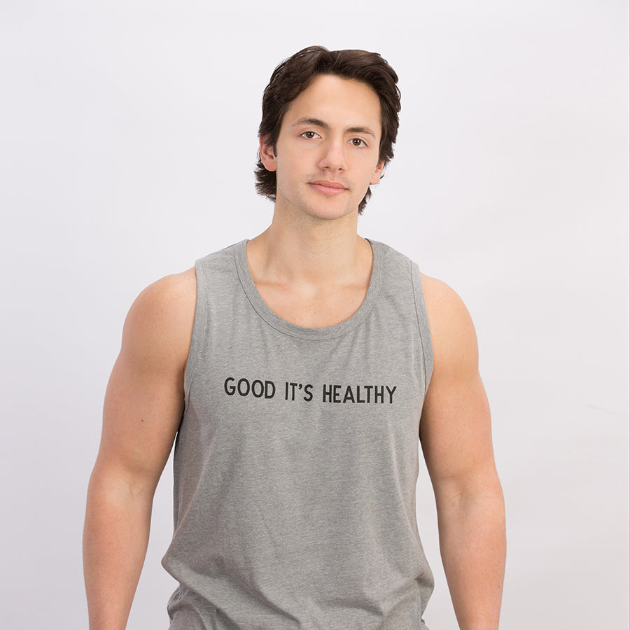New Mens Good It’s Healthy Jersey Tanks - Athletic Grey